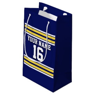 Navy Blue with Yellow White Stripes Team Jersey Small Gift Bag