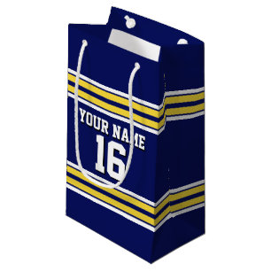 Navy Blue with Yellow White Stripes Team Jersey Small Gift Bag