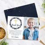 Navy Blue Wreath Gold Communion Thank you Card<br><div class="desc">Navy Blue Wreath Gold Communion Thank you Card</div>