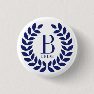 Navy-blue Wreath Monogram 3 Cm Round Badge