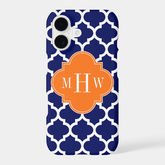 Navy Blue Wt Chevron Pumpkin Quatrefoil 3 Monogram (Back)