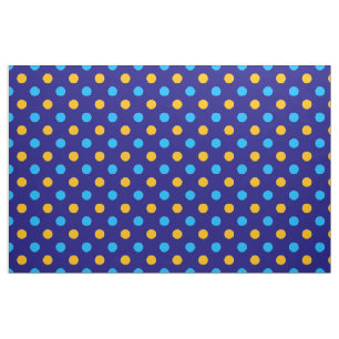 Navy Blue Yellow Cyan Polka Dots Design  Fabric