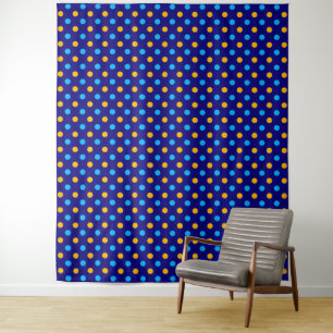 Navy Blue Yellow Cyan Polka Dots Design  Tapestry
