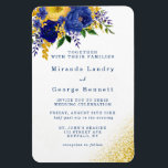 Navy Blue Yellow Floral Gold Wedding Invite Magnet<br><div class="desc">You will love these mix and match collection pieces, some elements are different which include, navy blue and blue watercolor botanical peonies flowers and gold sparkling glitter on a clean and airy white background. On the back of the cards only have a blue watercolor with all the events. Florals and...</div>