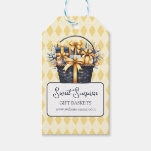 Navy Blue Yellow Gift Basket Tags
