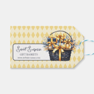 Navy Blue Yellow Gift Basket Tags