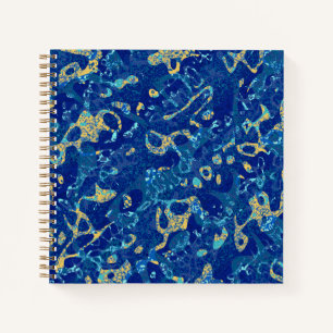 Navy Blue & Yellow Spotted Graphic Abstraction Notebook