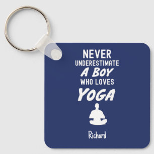 Navy Blue Yoga Gifts For Kids Boys Yogi Lover Key Ring