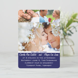 Navy Blue Your Photo Wedding Invitation