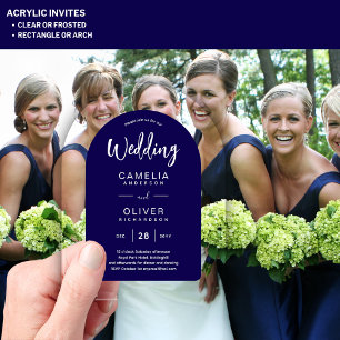 Navy Blue Zazzle Acrylic Wedding Invites  Invitations