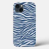 Navy Blue Zebra Animal Stripes Pattern