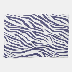 Navy Blue Zebra Pattern Tea Towel