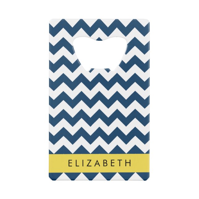Navy Blue Zigzag, Navy Blue Chevron, Your Name (Front)