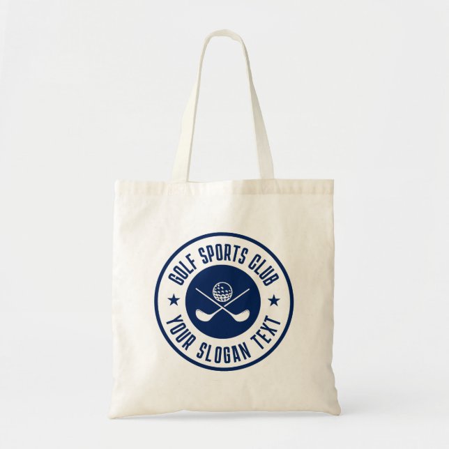 Navy BlueGolf Theme Club Name Tote Bag (Front)