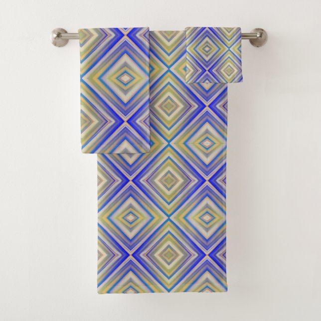 Navy Blues Alternative Diamond Pattern Bath Towel Set (Insitu)