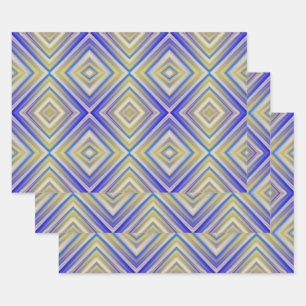 Navy Blues Alternative Diamond Pattern Wrapping Paper Sheet