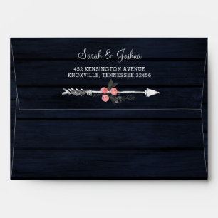 Navy Blush barn wood floral rustic country chic Envelope