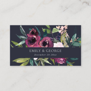 NAVY BLUSH BURGUNDY FLORAL BUNCH WEDDING WEBSITE BUSINESS CARD