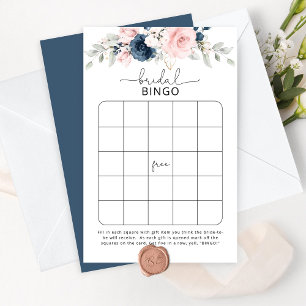 Navy blush floral Bridal bingo game
