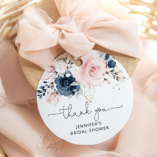 Navy Blush floral bridal shower Favour Tags