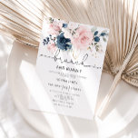 Navy blush floral brunch and bubbly bridal shower invitation<br><div class="desc">Navy blush floral brunch and bubbly bridal shower Invitation.
Matching items available.</div>