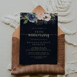 Navy Blush Floral Gold 50th Wedding Anniversary  Invitation<br><div class="desc">This navy blush floral gold 50th wedding anniversary invitation is perfect for a rustic event. The design features beautiful hand-painted dark blue,  blue,  navy,  pink,  blush,  gold flowers and green foliage. Change the number to celebrate any anniversary milestone.</div>