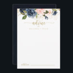 Navy Blush Floral Gold Wedding  Advice Card<br><div class="desc">This navy blush floral gold wedding advice card is perfect for a rustic wedding. The design features beautiful hand-painted dark blue, blue, navy, pink, blush, gold flowers and green foliage. These cards are perfect for a wedding, bridal shower, baby shower, graduation party & more. Personalise the cards with the names...</div>