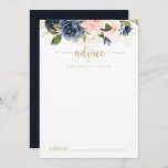 Navy Blush Floral Gold Wedding  Advice Card<br><div class="desc">This navy blush floral gold wedding advice card is perfect for a rustic wedding. The design features beautiful hand-painted dark blue, blue, navy, pink, blush, gold flowers and green foliage. These cards are perfect for a wedding, bridal shower, baby shower, graduation party & more. Personalise the cards with the names...</div>