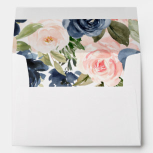 Navy & Blush Floral Lined envelope