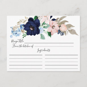 Navy & Blush Floral Recipe Card