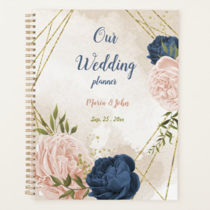 Navy & blush flowers greenery wedding planner
