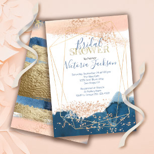 Navy Blush Gold Bridal Shower Invitation