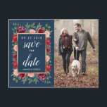 Navy Blush Gold Burgundy Save the Date Postcards<br><div class="desc">Navy Blush Gold Burgundy Save the Date Postcards - feature a mixture of roses,  peonies and other watercolor flowers in shades of marsala,  plum purple,  burgundy and blush pink over a navy blue background.</div>