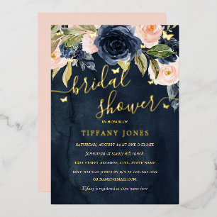 Navy Blush Gold Butterfly Bridal Shower 