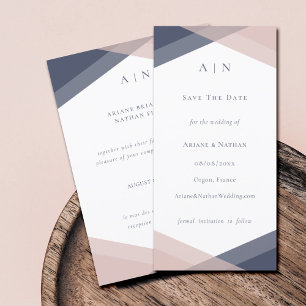 Navy Blush Modern Save The Date Wedding