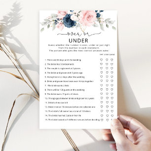 Navy blush over or under bridal shower game
