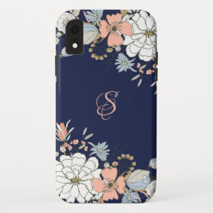 Navy Blush Pink Blue Floral Personalised Case-Mate iPhone Case