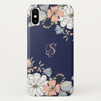 Navy Blush Pink Blue Floral Personalised Case-Mate iPhone Case
