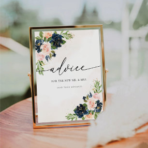 Navy & Blush Pink Floral Advice Sign