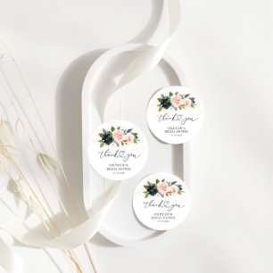 Navy & Blush Pink Floral Bridal Shower Gift Tag