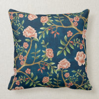 Navy Blush Pink Floral Chinoiserie Floral Greenery