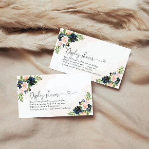 Navy & Blush Pink Floral Display Shower Enclosure Card