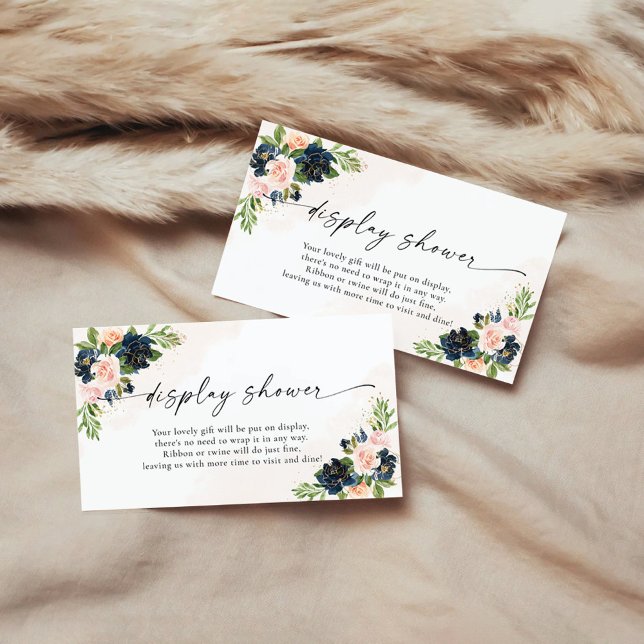 Navy & Blush Pink Floral Display Shower Enclosure Card (Creator Uploaded)