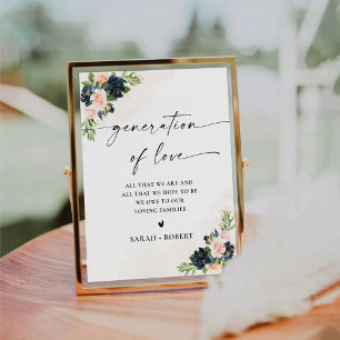 Navy & Blush Pink Floral Generation of Love Sign