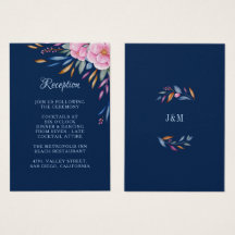 Navy Blush Pink Floral Monogram Wedding Reception