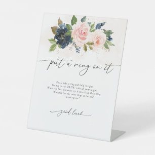 Navy & Blush Pink Floral Put A Ring On It Sign