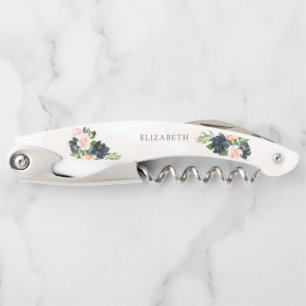 Navy & Blush Pink Floral Waiter's Corkscrew