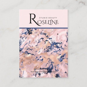 Navy Blush pink gold marble jewlery display Business Card