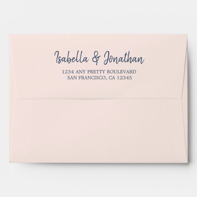 navy blush watercolor wedding envelope (Back (Top Flap))