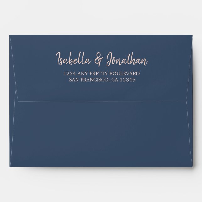 navy blush watercolor wedding envelope (Back (Top Flap))